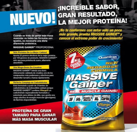massive gainer quamtrax nutrition post workout ipercalorico con siero proteine e vitargo